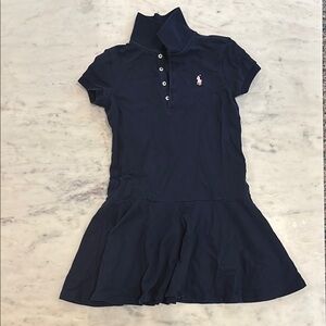 Ralph Lauren Navy Polo Dress with Pink Emblem - girls size S